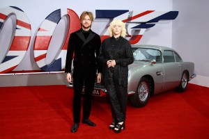 Finneas O'Connell and Billie Eilish pose for photographers upon arrival for the World premiere of the new film from the James Bond franchise 'No Time To Die', in London Tuesday, Sept. 28, 2021. (Photo by Joel C Ryan/Invision/AP)