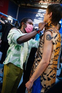 Backstage at Kenneth Ize RTW Spring 2022