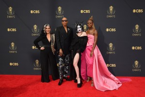 RuPaul (2nd L) and cast members from RuPaul's Drag Race at the 73rd Primetime Emmy Awards held at L.A. Live on September 19, 2021.