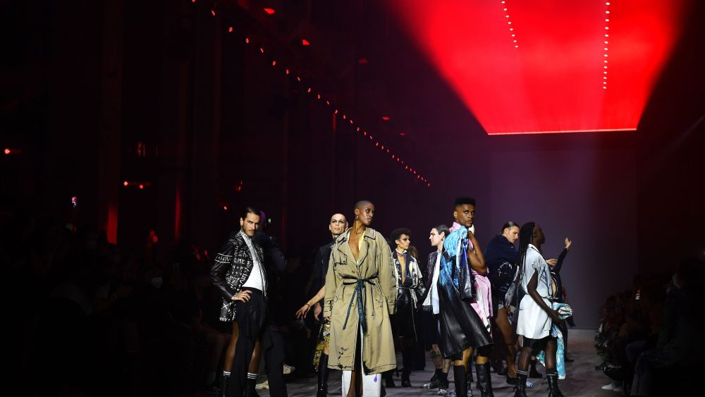 BERLIN, GERMANY - SEPTEMBER 07: Models walk the runway during the "LML Studio" Show at the Mercedes-Benz Fashion Week Berlin September 2021 at Kraftwerk Mitte on September 07, 2021 in Berlin, Germany. (Photo by PR/Alexander Koerner/Getty Images for Nowadays)