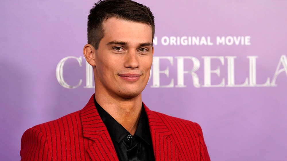 Nicholas Galitzine, a cast member in "Cinderella," poses at the premiere of the film, Monday, Aug. 30, 2021, at the Greek Theatre in Los Angeles. (AP Photo/Chris Pizzello)