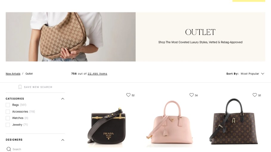 The online outlet site is part of the Rebag.com site, and purchases at up to 80 percent off retail are considered "final sale."
