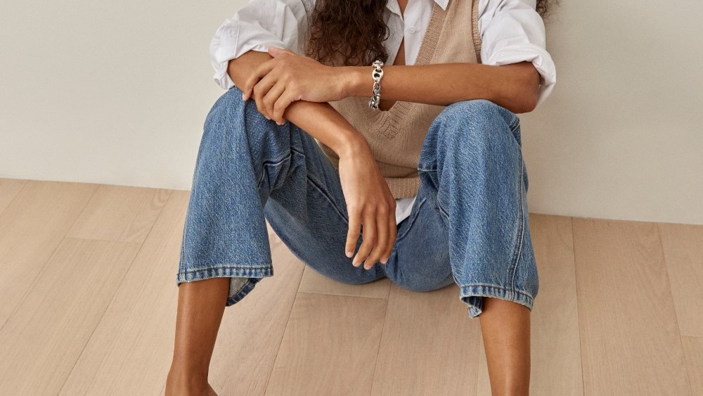 Reformation's Meena sandal in white Cereal Leather.