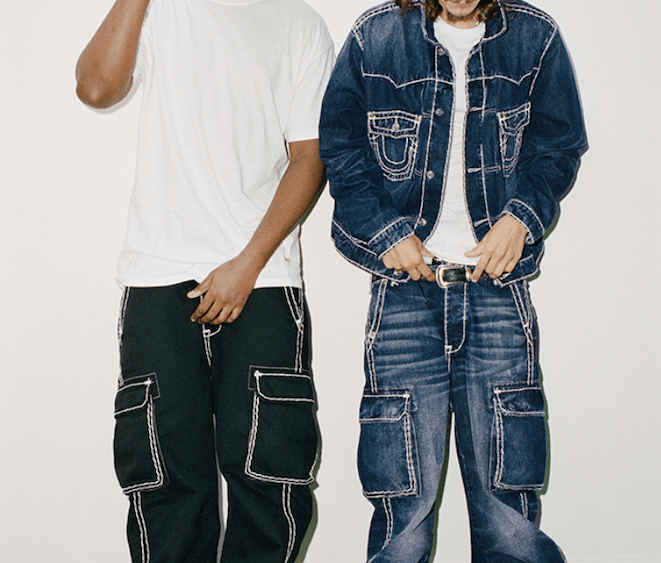 True Religion collaborated with Supreme on a line of early ‘00s-inspired baggy jeans, denim jackets, hoodies and hats.
