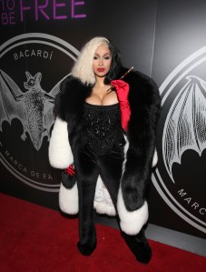 Singer Cardi B attends Bacardi's Dress To Be Free Halloween party at House of Yes on Monday, Oct. 30, 2017, in New York. (Photo by Donald Traill/Invision/AP)