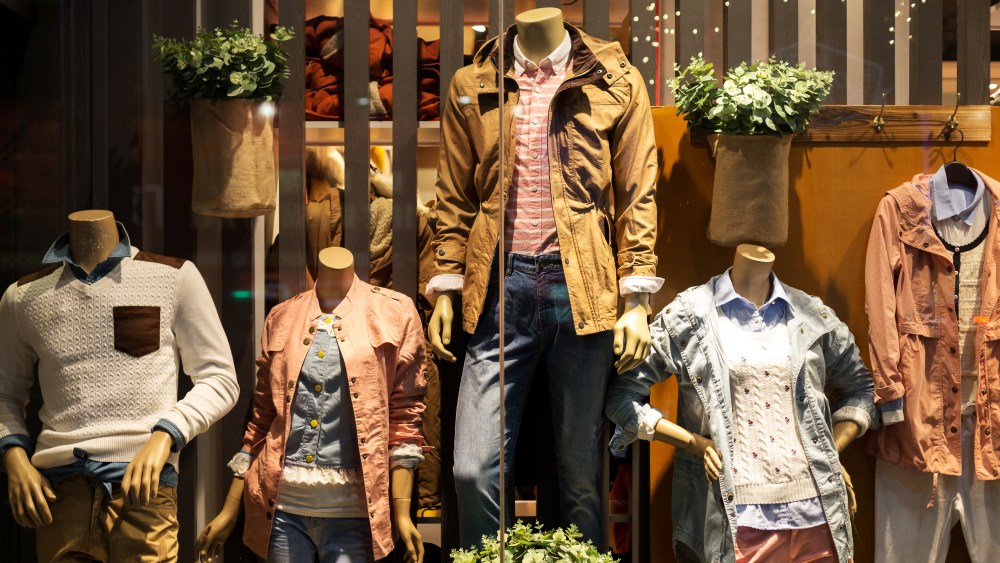 fashion clothes store jackets on mannequin