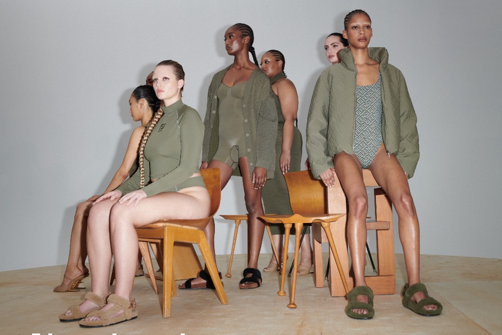 Kim Kardashian West's Skims brand teamed up with Fendi for a collection that will include shapewear, activewear, puffers and dresses