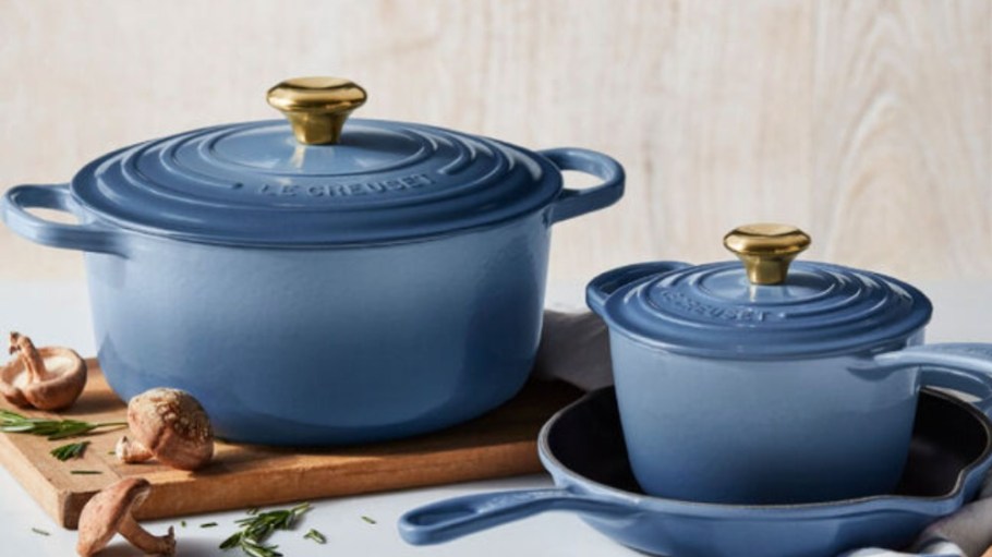 Le Creuset's newest line of cookware dropped this week in a color dubbed "Chambray."