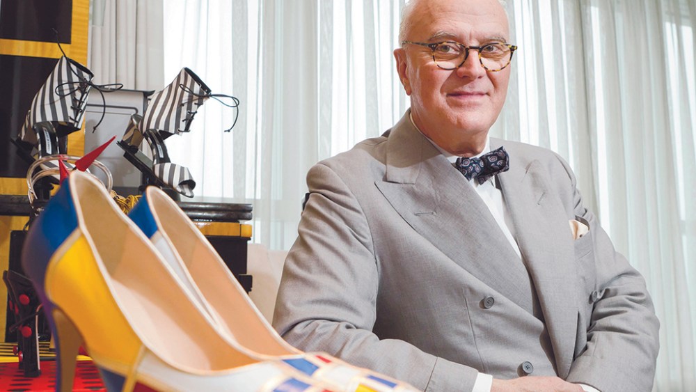 Manolo Blahnik in Hong Kong for his exhibition limited-edition items exclusive to Lane Crawford.