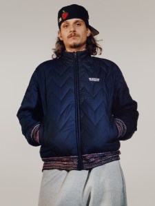 A look from the Supreme/Missoni collection.