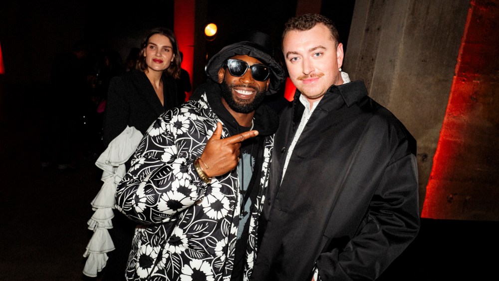 Tinie Tempah and Sam Smith attend the Prada Extends event at The Tanks, Tate Modern in London