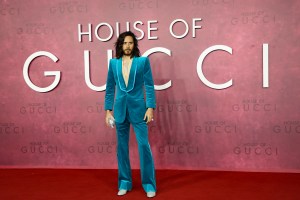 Jared Leto poses for photographers upon arrival at the World premiere of the film 'House of Gucci' in London Tuesday, Nov. 9, 2021. (Photo by Vianney Le Caer/Invision/AP)