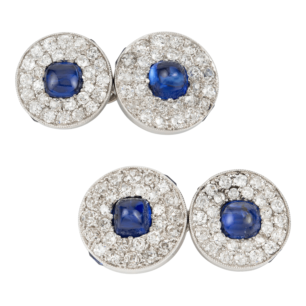 Omneque Cartier Sapphire and Diamond Cufflinks
