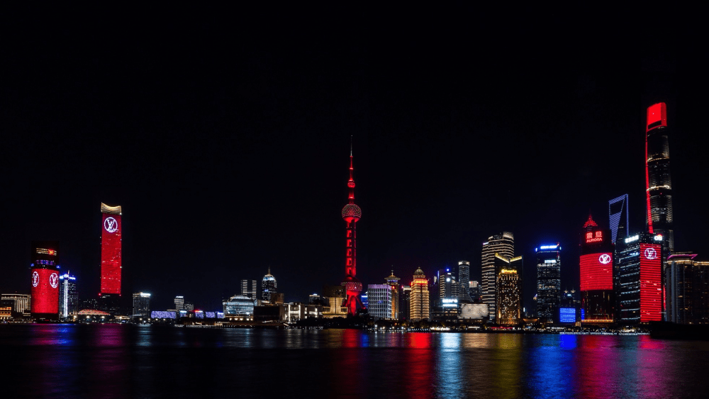 Louis Vuitton put their logo on six buildings on the Shanghai skyline for the event.