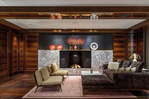 The lounge at the Bulgari Hotel Paris