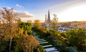 The rooftop garden of the penthouse at the Bulgari Hotel Paris