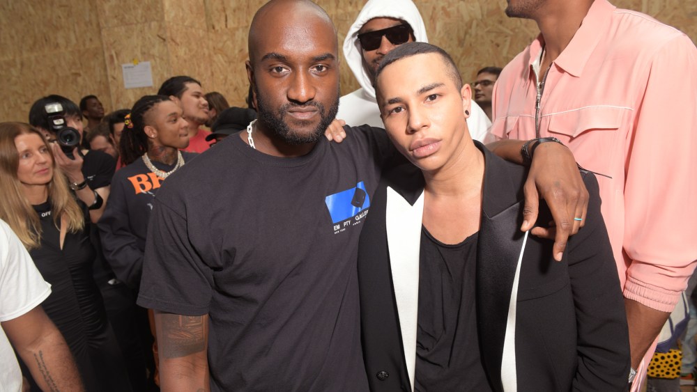 Virgil Abloh and Olivier Rousteing at Off-White Men's Spring 2020.