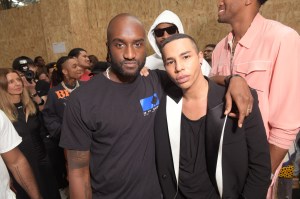 Virgil Abloh and Olivier Rousteing at Off-White Men's Spring 2020.