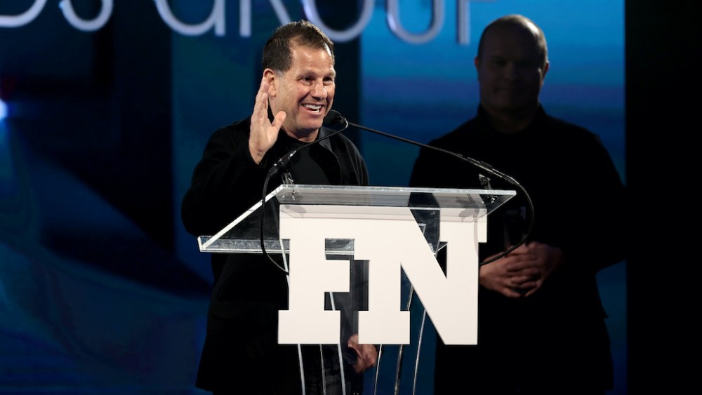 NEW YORK, NEW YORK - NOVEMBER 30: CEO and Chairman, Authentic Brands Group, Jamie Salter speaks onstage during the 35th Annual Footwear News Achievement Awards on November 30, 2021 in New York City. (Photo by Dimitrios Kambouris/Getty Images for Footwear News)