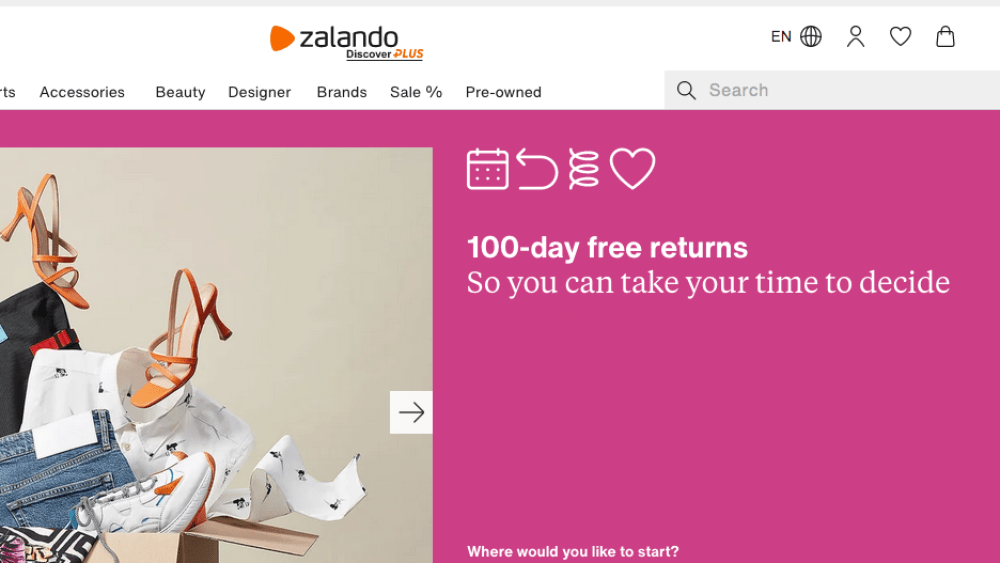 Zalando's homepage