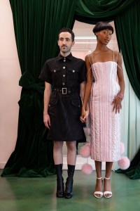 Jackson Wiederhoeft and a model both in a Pre-Fall looks.