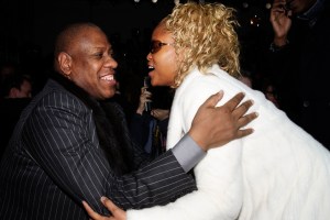 Andre Leon Talley and Eve at the Carlos Miele Fall 2003 show in New York.