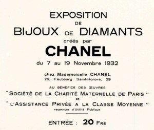 Invitation card for the exhibition of the High Jewelry collection "Bijoux de Diamants" created by Gabrielle Chanel in 1932.