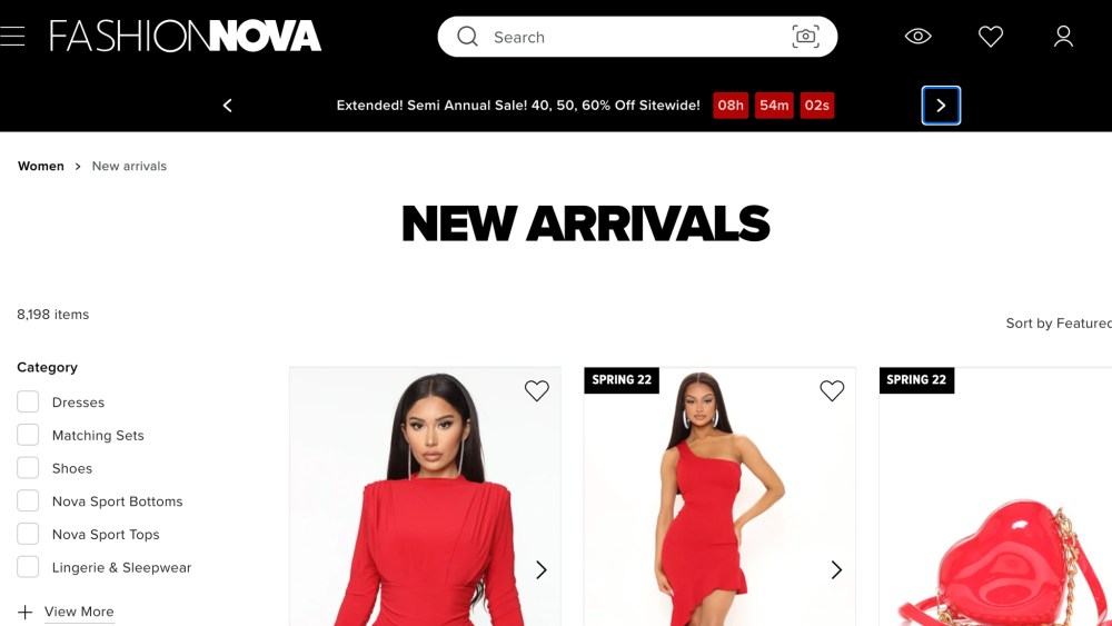 Fashion Nova’s website.
