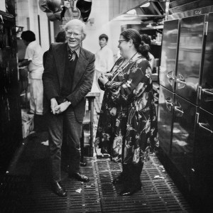 Andy Warhol and Elaine Kaufman, Elaine’s Kitchen, New York, 1976