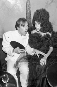 Terry Mugler and model Pat Cleveland at Regine's Paris nightclub, 1980.