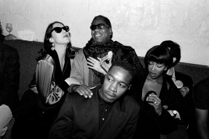 Maria Schiano, Andre Leon Talley, Naomi Campbell and guest attend the Tanqueray Ball Aids Benefit at the Sand Factory in New York on November 10, 1989.