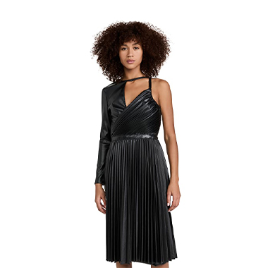 Kimberly Goldson Koko Vegan Leather Midi Dress