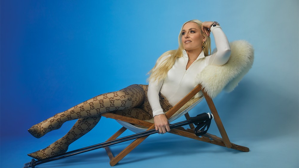 lindsey vonn, lindsey vonn gucci, lindsey vonn gucci boots, gucci x balenciaga, gucci balenciaga hacker project, lindsey vonn heels, lindsey vonn fashion, fashion, apres ski, ski fashion, lindsey vonn photo shoot, lindsey vonn editorial, athletes, olympics, olympics 2022, 2022 olympics