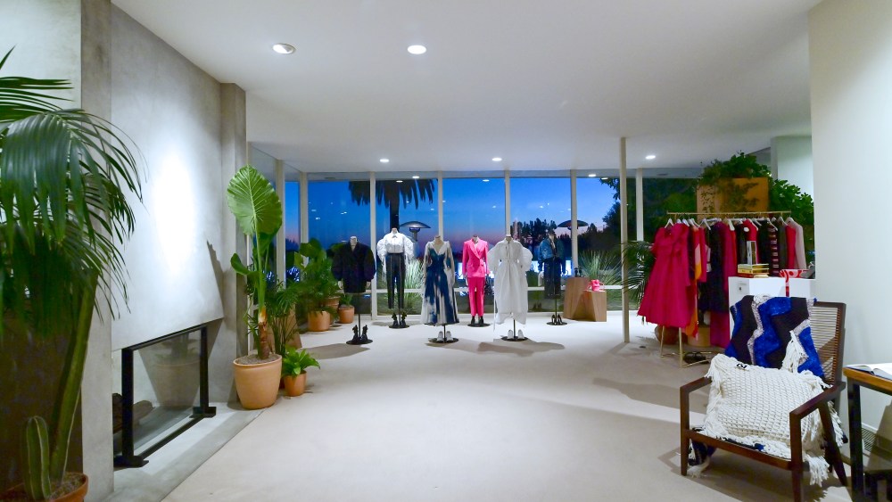 BEVERLY HILLS, CALIFORNIA - FEBRUARY 14: Clothing on display as MATCHESFASHION and Alexander McQueen host cocktail to celebrate Frieze with a performance by Soko at Simon House on February 14, 2022 in Beverly Hills, California. (Photo by Stefanie Keenan/Getty Images for MATCHESFASHION)