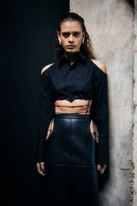 Backstage at Nensi Dojaka RTW Fall 2022 on February 19, 2022 in London