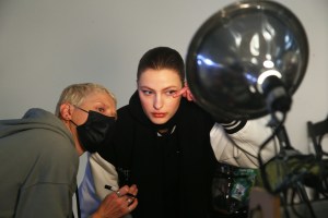 Backstage at Carolina Herrera RTW Fall 2022 ​on February 14, 2022 in New York.