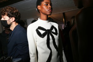 Backstage at Carolina Herrera RTW Fall 2022 ?on February 14, 2022 in New York.