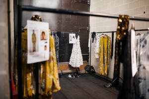 Backstage at Erdem RTW Fall 2022 ​on February 21, 2022 in City.
