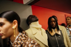 Backstage at Erdem RTW Fall 2022 ​on February 21, 2022 in City.
