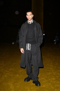 MILAN, ITALY - FEBRUARY 24: Mahmood attends Prada Fall 2022 Womenswear Fashion Show on February 24, 2022 in Milan, Italy. (Photo by Pietro S. D'Aprano/Getty Images for Prada)