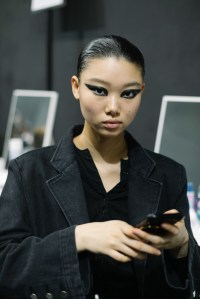 Backstage at Roberto Cavalli RTW Fall 2022 ​on February 23, 2022 in Milan.