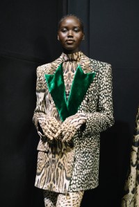 Backstage at Roberto Cavalli RTW Fall 2022 ​on February 23, 2022 in Milan.