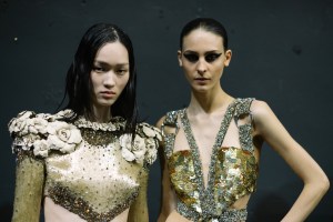 Backstage at Roberto Cavalli RTW Fall 2022 ​on February 23, 2022 in Milan.