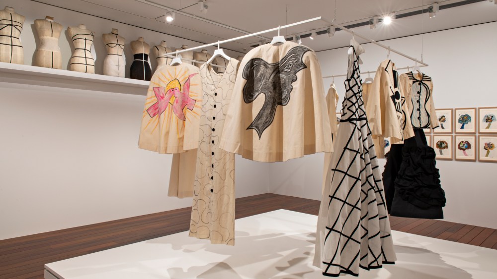 Preparatory canvas toiles for Yves Saint Laurent’s creations at the Yves Saint Laurent Museum in Paris.
