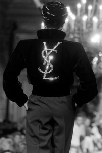 Amalia Vairelli on the runway at Yves Saint Laurent Couture Fall 1984 show.