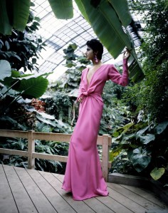 Khirat Bhinder Young poses in Yves Saint Laurent's Couture Fall 1985 collection.