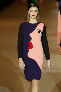 A model on the runway at the Yves Saint Laurent Spring 2003 show in Paris.