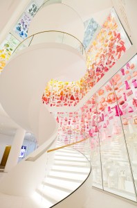 The color-coded staircase at La Galerie Dior in Paris.