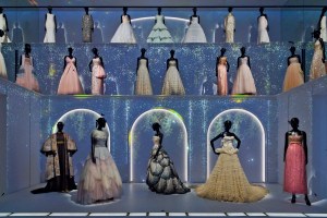 Ballgowns on display at La Galerie Dior in Paris.