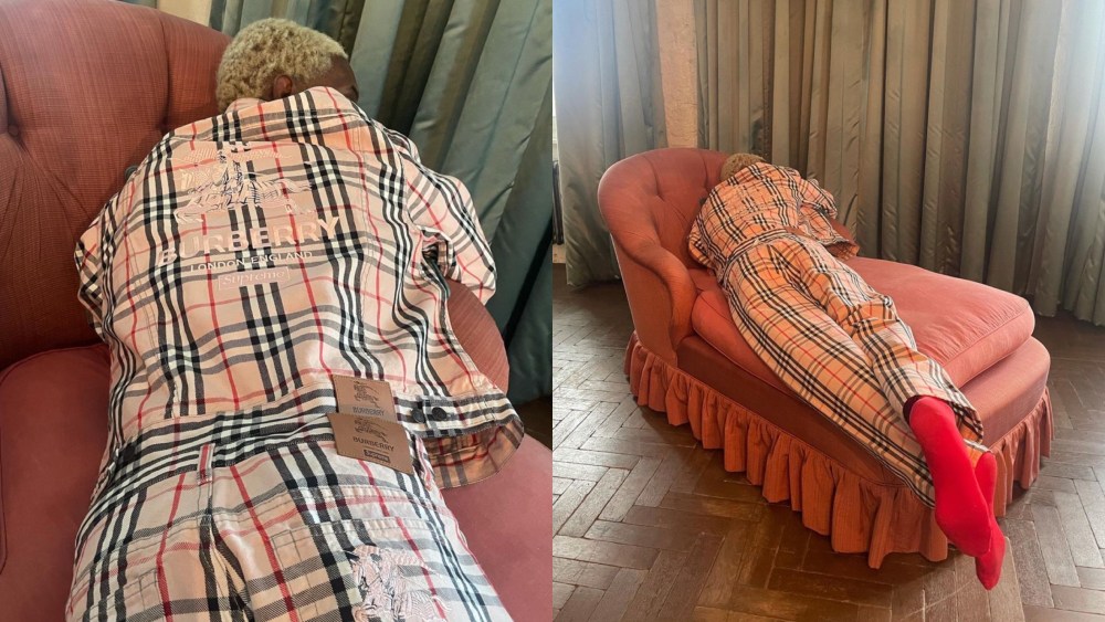 Rapper ASAP Nast released images of him wearing what appear to be items from the Burberry x Supreme collaboration.